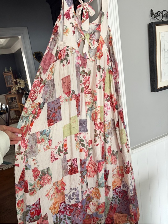 Anthropologie Dresses & Skirts - Anthropologie Cream Patchwork Floral Maxi Dress with Pink, Red & Green Accents